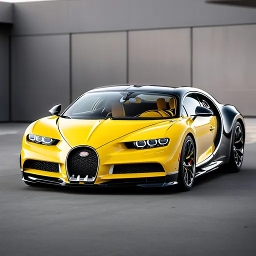 Prompt: yellow and black Bugatti Chiron