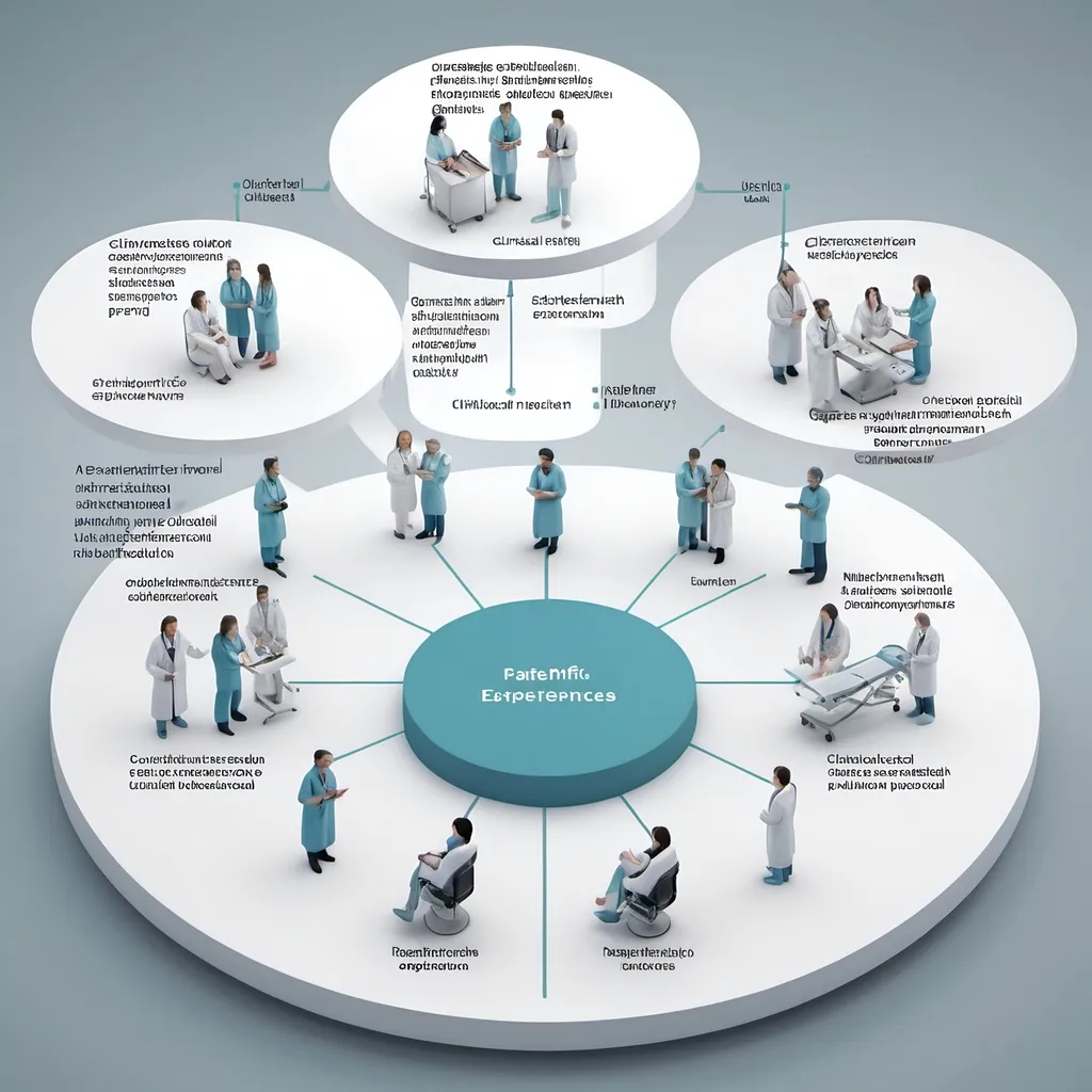 Prompt: an organisational structure with multiple patient experiences on one dimension, multiple scientific platforms on another dimension, and clinical research areas on the final dimension. The patient experiences can span the clinical research areas. The scientific platforms can be relevant to multiple clinical problems. 

Make the image a 3D model to match the structure