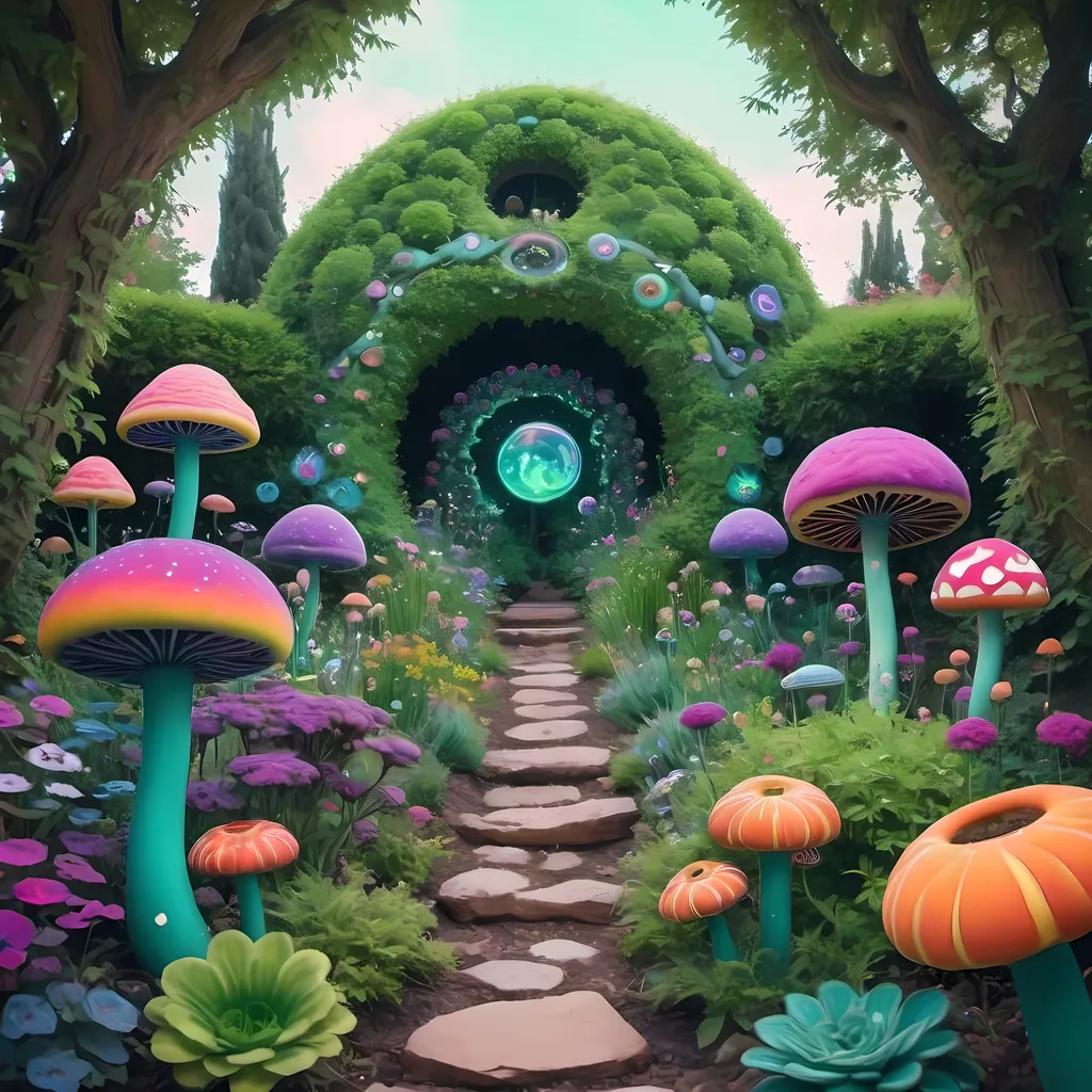 Prompt: Trippy cute garden


