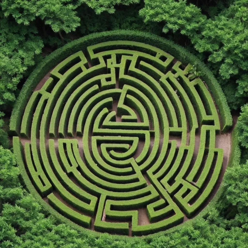 Prompt: optical illusion nature maze