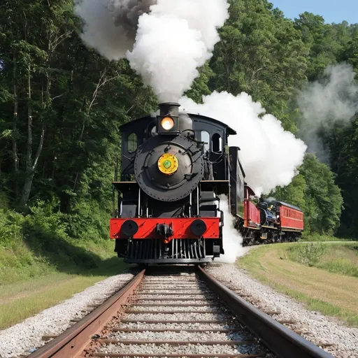 Prompt: steam engine train on tracks