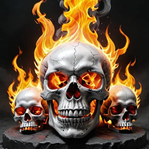 Prompt: Skulls on fire