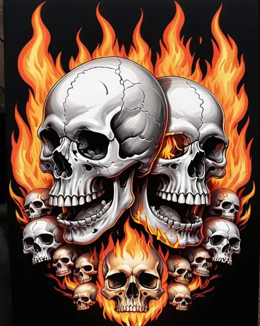 Prompt: Detailed Skulls on fire