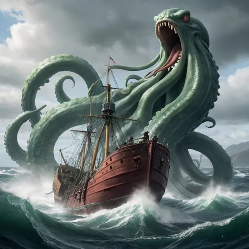 Prompt: loc ness fighting the kraken