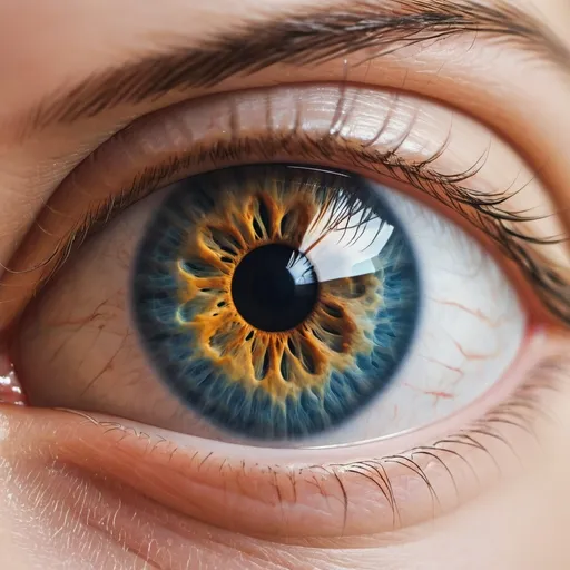 Prompt: human eye with projectile in retina to promote workplace safety