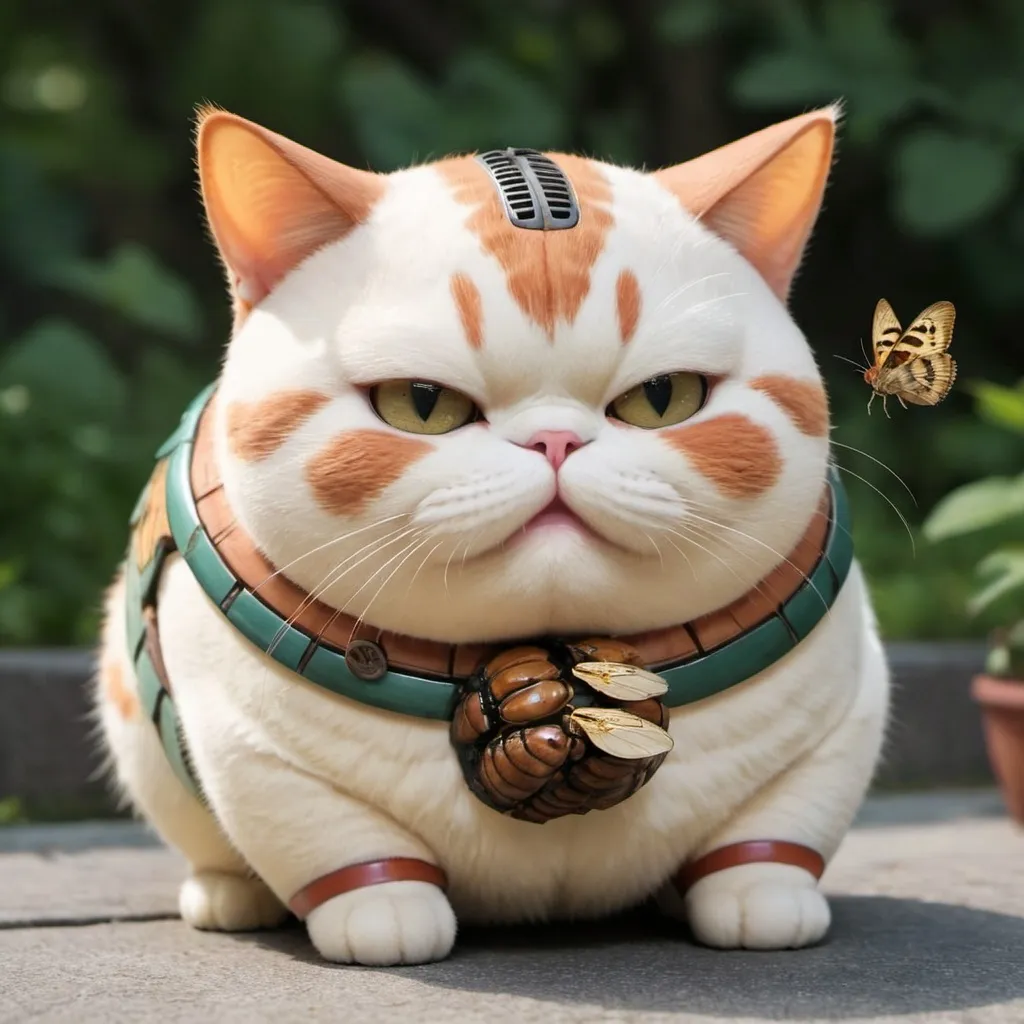 Prompt: There's a chubby chubby chubby chupa cat that is 2D and it eats cicada