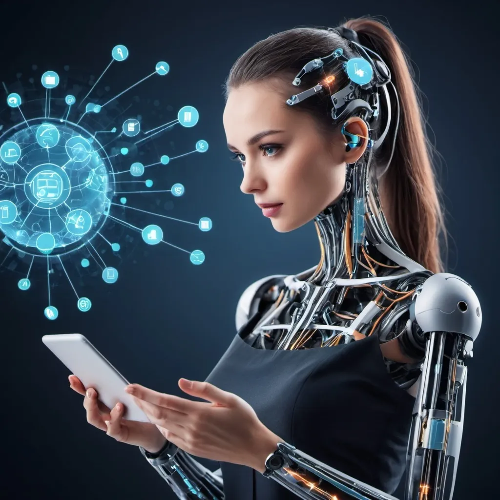 Prompt: From personalized content recommendations to automated ad campaigns, AI is revolutionizing the marketig industry. image related to these trends