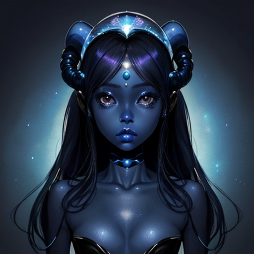 Prompt: Alien Princess, dark Blue skin, beautiful