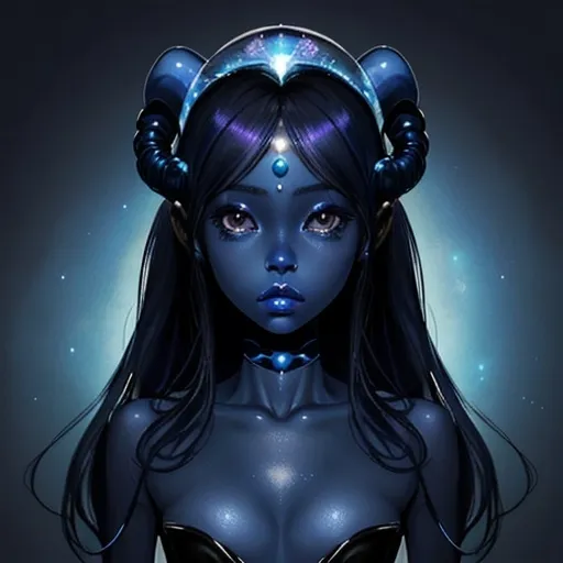 Prompt: Alien Princess, dark Blue skin, beautiful