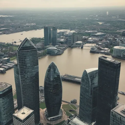 Prompt: view from sky scrapper in canary wharf london
