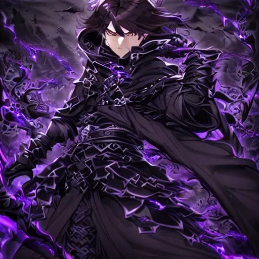 Prompt: (middle shot) courageous 13-year-old boy, dark brown hair, dark brown eyes, holding a black sword, (intimidating black shadow) looming behind, (dramatic black cloak) open in front, black royal attire, confident stance, vivid atmosphere, (moody lighting) highlighting bravery, rich depth, dark color palette, textured background, (high detail, HD) for visual impact.