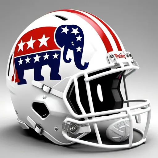 Prompt: A Republican Party football helmet