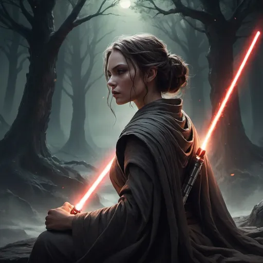 Prompt: A Jedi in meditation, their lightsaber by their side, ready to defend the galaxy.Eclipsed Resolve
From the shadows where the echoes call,
A fractured heart begins to fall,
Talon's whispers, a darkened fate,
Power’s embrace, it cannot wait.
 
 

In this maelstrom, our spirits fight,
Clashing visions in the dead of night.
 
 

Eclipsed resolve, through fear and flame,
In the struggle of souls, we’re forged the same.
With love or revenge, we stand our ground,
In the depths of chaos, our voices resound.
 
 

Celestra shines with the hope of dawn,
While Darien’s shadows seek to draw us on.
A symphony of discord, a battle of the mind,
In the dance of the lost, our fates entwined.
 
 

Rising tempests, fury unleashed,
Every moment we rise, we fight for reprieve.
Eclipsed resolve, through fear and flame,
In the struggle of souls, we’re forged the same.
With love or revenge, we stand our ground,
In the depths of chaos, our voices resound.
 
 

Solara’s courage, a beacon of light,
Redemption calls in the dead of night.
While Liora’s quest seeks the truth untold,
In Echo's Crest, the brave hearts grow bold.
 
 

Torn between what is lost and what stays,
In the shadows, we find our own ways.
Deep in the silence where darkness creeps,
A flicker ignites, our spirit never sleeps.
 
 

Eclipsed resolve, through fear and flame,
In the struggle of souls, we’re forged the same.
With love or revenge, we stand our ground,
In the depths of chaos, our voices resound.
 
 

In the raging storm, our will shall defy,
Chasing the echoes, we’ll rise or die.
For in this abyss, amidst trials we braved,
Together we stand, forever unchained
 

 

 
 

 