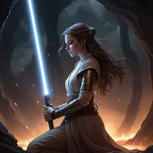 Prompt: A Jedi in meditation, their lightsaber by their side, ready to defend the galaxy.Eclipsed Resolve From the shadows where the echoes call, A fractured heart begins to fall, Talon's whispers, a darkened fate, Power’s embrace, it cannot wait. In this maelstrom, our spirits fight, Clashing visions in the dead of night. Eclipsed resolve, through fear and flame, In the struggle of souls, we’re forged the same. With love or revenge, we stand our ground, In the depths of chaos, our voices resound. Celestra shines with the hope of dawn, While Darien’s shadows seek to draw us on. A symphony of discord, a battle of the mind, In the dance of the lost, our fates entwined. Rising tempests, fury unleashed, Every moment we rise, we fight for reprieve. Eclipsed resolve, through fear and flame, In the struggle of souls, we’re forged the same. With love or revenge, we stand our ground, In the depths of chaos, our voices resound. Solara’s courage, a beacon of light, Redemption calls in the dead of night. While Liora’s quest seeks the truth untold, In Echo's Crest, the brave hearts grow bold. Torn between what is lost and what stays, In the shadows, we find our own ways. Deep in the silence where darkness creeps, A flicker ignites, our spirit never sleeps. Eclipsed resolve, through fear and flame, In the struggle of souls, we’re forged the same. With love or revenge, we stand our ground, In the depths of chaos, our voices resound. In the raging storm, our will shall defy, Chasing the echoes, we’ll rise or die. For in this abyss, amidst trials we braved, Together we stand, forever unchained inspiration by sith Lord 