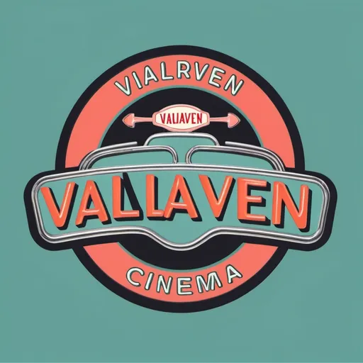 Prompt: a logo with the word valraven
featuring a 50s diner cinema 
