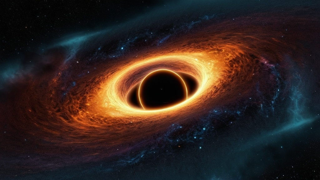 Prompt: A black hole in a cosmic environment.