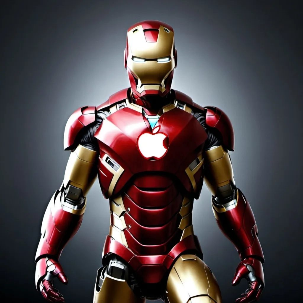 Prompt: An apple logo on iron man suit iPad wallpaper