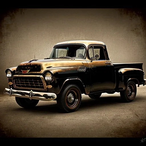 Prompt: 1955 chevy truck dark fantasy steampunk