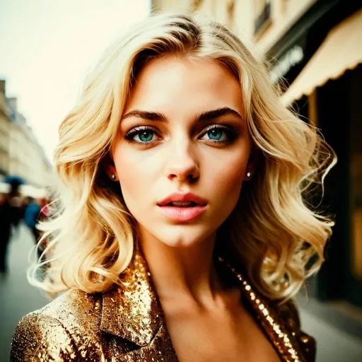 Prompt: Glamour photography of woman in paris in the style of Guy Aroch