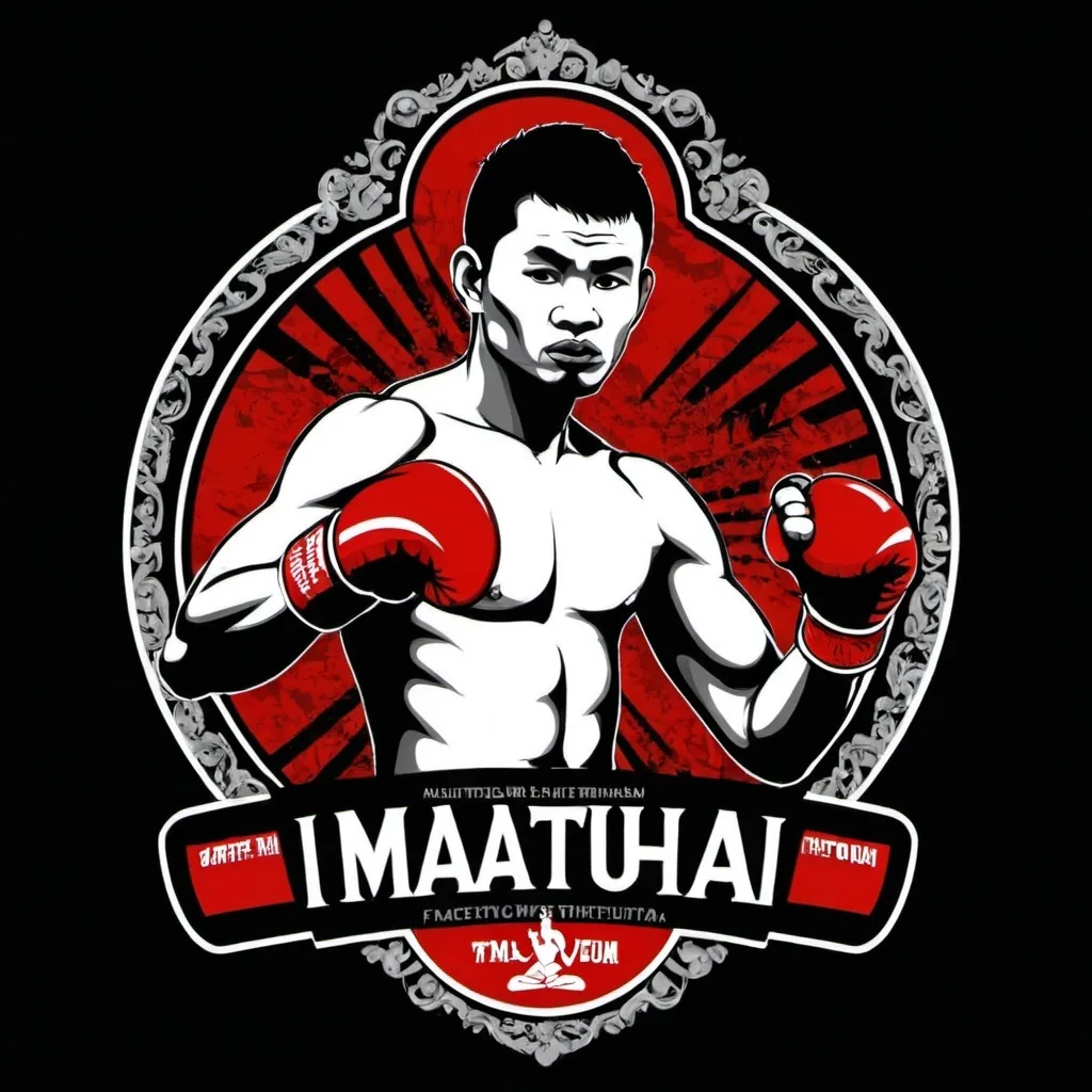 Prompt: create me something with the muaythai theme for fighters create me a design for the t shirt that I can wear out  they need to say muaythai on them!
