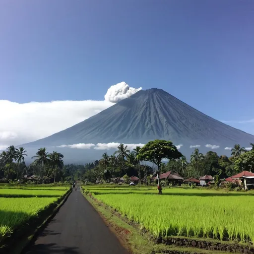 Prompt: Tampilkan pemandangan Gunung Agung.