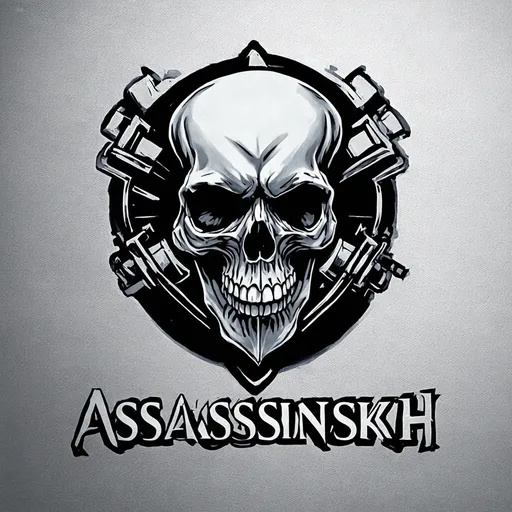 Prompt: Create a logo whit letrer "assassinskh"  an one skull