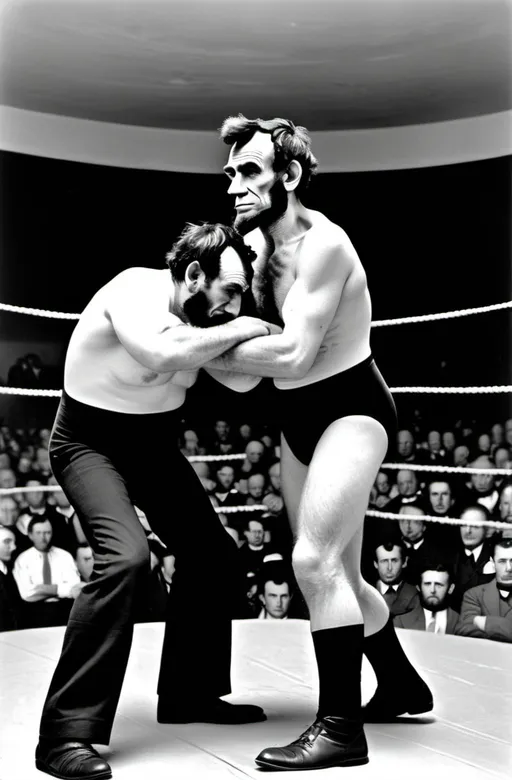 Prompt: Abraham Lincoln during a wrestling match