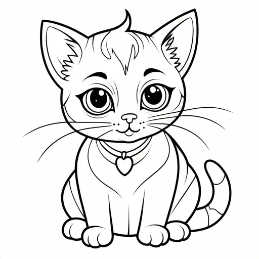 Prompt: Cute, normal, cat, coloring page