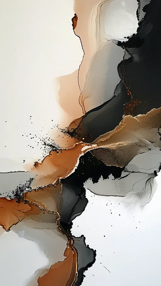 Prompt: rolling hills earthtones minimalist broad brush strokes black and white suminagashi marble art, ink wash watercolor, abstract flourishes, minimalist digital art by Irakli Nadar, artistic painterly