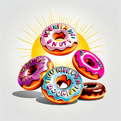 Prompt: pop art style white background. Sunshine & donuts. Use wording “jinxies” as logo