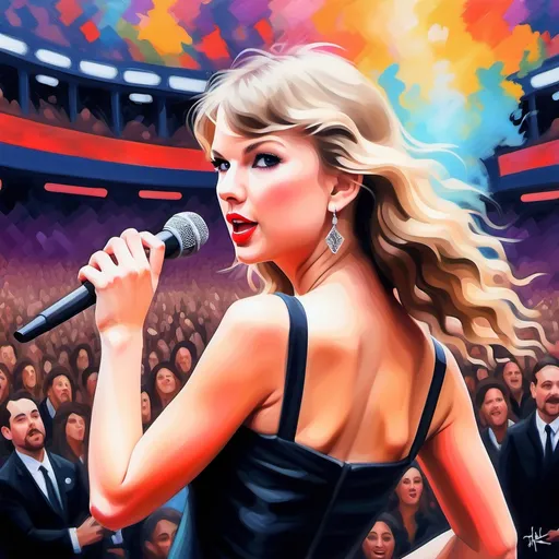 Prompt: Taylor swift eras concert impressionist style painting