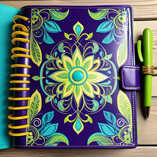 Prompt: I’m looking for a whimsical, creative, and classy cover for an undated planner. The design should evoke a sense of beauty and elegance, appealing to busy moms who want something functional but also aesthetically pleasing.

Key Elements:
Colors: The primary colors for the design should include rich purple, vibrant gold, turquoise teal, and yellow
. and lime green and white These colors should complement each other, creating a sophisticated and eye-catching palette. equal parts of colors being displayed

, with lines or delicate patterns that add creativity and movement to the design. Think abstract waves, swirls, or subtle curves to give it a magical and dreamy quality.

Classy and Pretty: While I want a creative look, it should still be classy. Incorporate sleek, elegant lines or geometric elements to maintain a polished and professional appearance. The gold accents can be used for highlighting or detailing, adding a luxurious feel.

Typography:
The title on the cover could be in an elegant, modern script or serif font that feels timeless yet artistic. Ensure the font is easy to read but adds to the overall creative and stylish vibe of the planner.
Overall Vibe:
The cover should be a balance between playful and elegant, with the whimsical elements bringing creativity and fun, and the lines and typography giving it a classy, professional finish. The colors should work together harmoniously to make the planner stand out while still feeling organized and purposeful.
 with no flowers or floral designs
background of the cover should be a light color