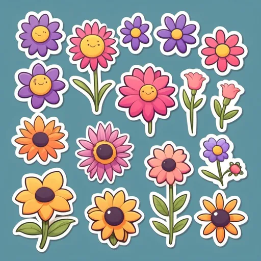 Prompt: cartoony stickers of flowers but they need to be a bit further located from each other so I can paste them seperately