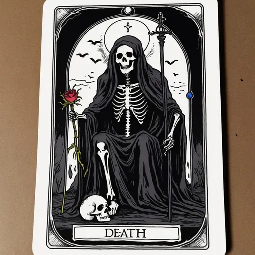 Prompt: The death tarot card, sketch, black ink