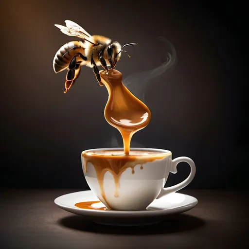 Prompt: Photo of a bee in the style of Paul Barson. Coffee cup, very hot with milk and cream coffee with caramel, very delicious. Milk and 
Caramel Splash. Surrealist photography style into an elegant and eclectic environment. With African touch. Very creative imag

Weight:1   Save | Copy