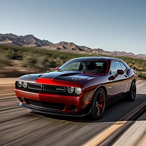 Prompt: Dodge Challenger driving really fast