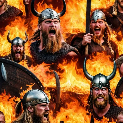 Prompt: Vikings on fire