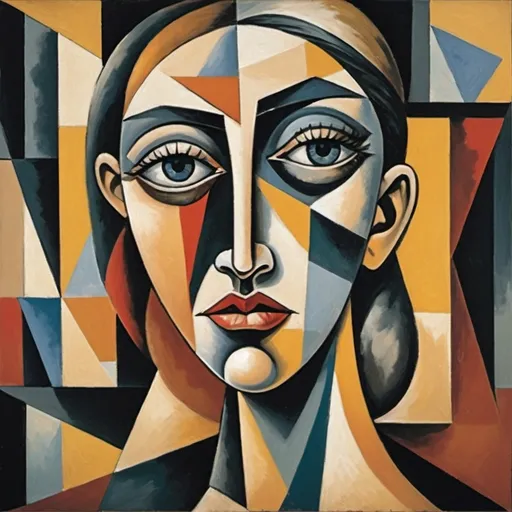 Prompt: Cubist art, developed in the early 20th century by artists like Pablo Picasso and Georges Braque, is characterized by its fragmented, abstract approach to depicting subjects. Instead of portraying objects from a single viewpoint, Cubism breaks them down into geometric shapes and presents multiple perspectives simultaneously. This style emphasizes the two-dimensionality of the canvas and often features a complex interplay of forms and colors, challenging traditional notions of perspective and representation. The result is a fragmented, yet cohesive, depiction of reality that invites viewers to see subjects in new and unconventional ways.
Create an image based on this information and what you think I look like.