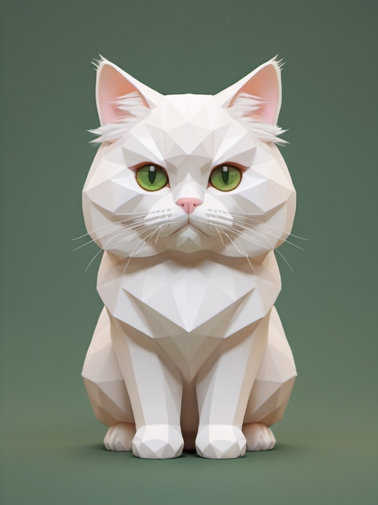 Prompt: cute simple low poly render, kawaii Persian white cat. Brown&green eyes. Tall boy cat.
simple background