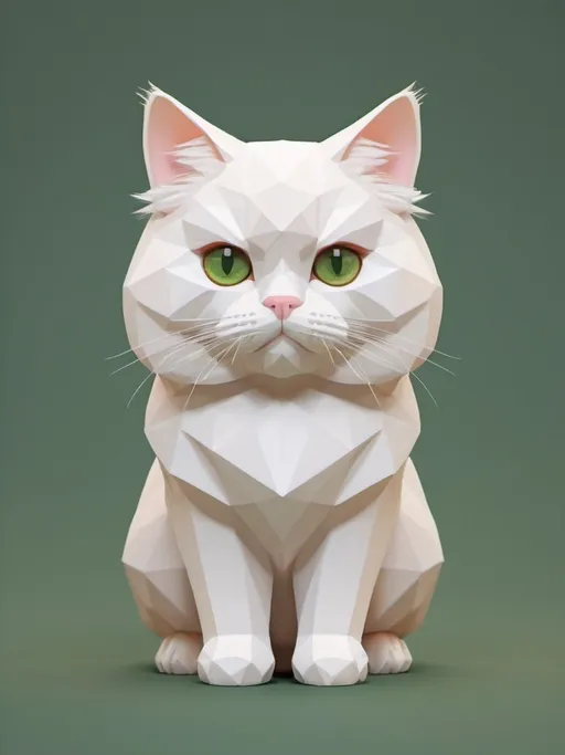 Prompt: cute simple low poly render, kawaii Persian white cat. Brown&green eyes. Tall boy cat.
simple background