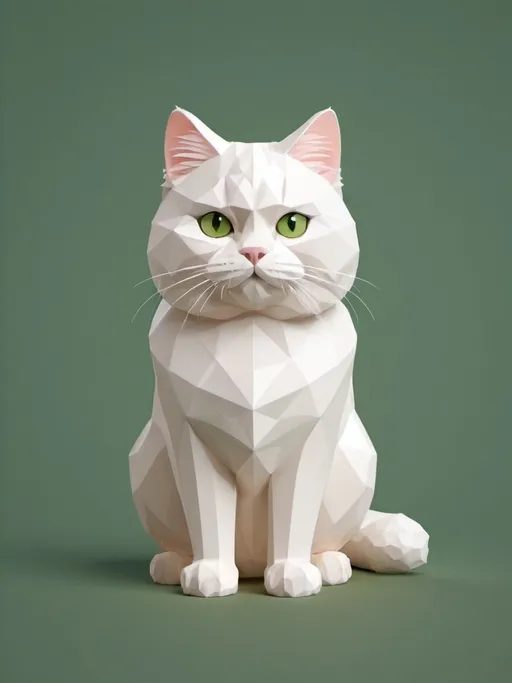 Prompt: cute simple low poly render, kawaii Persian white cat. Honey green eyes. Tall boy cat.
simple background