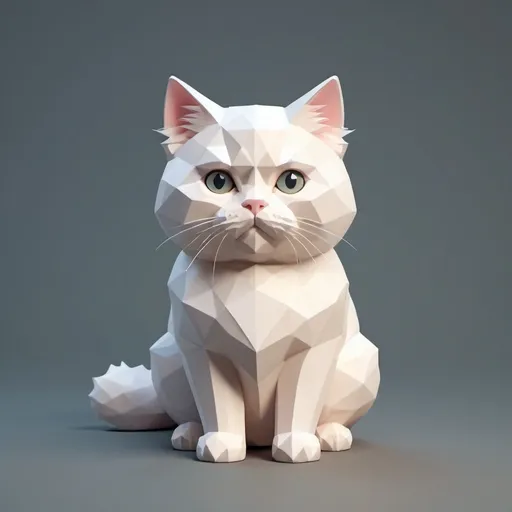 Prompt: cute simple low poly render, kawaii Persian white boy cat, a  simple background