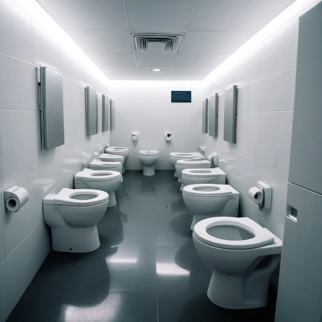 Prompt: The heaven is cramped with toilets