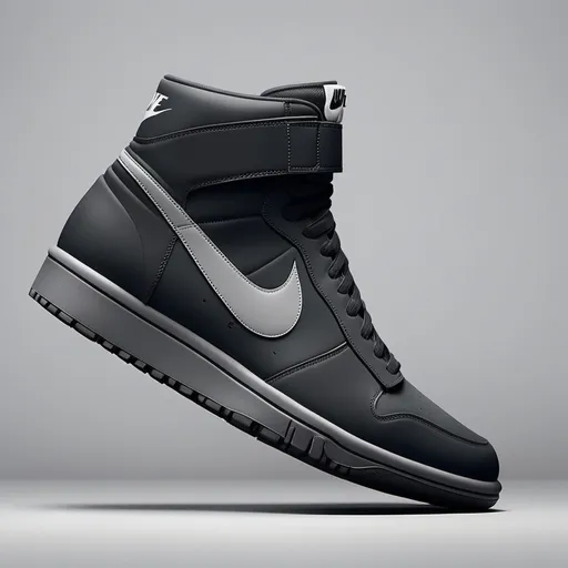 Prompt: (Nike sole), minimalist design, sleek lines, elegant simplicity, dark color scheme with muted black and gray tones, high contrast to highlight form, subtle shading, ultra-detailed finish, emphasizing the craftsmanship of the shoe, modern and chic atmosphere, studio lighting creating sharp shadows, powerful simplicity, perfect for a contemporary look.