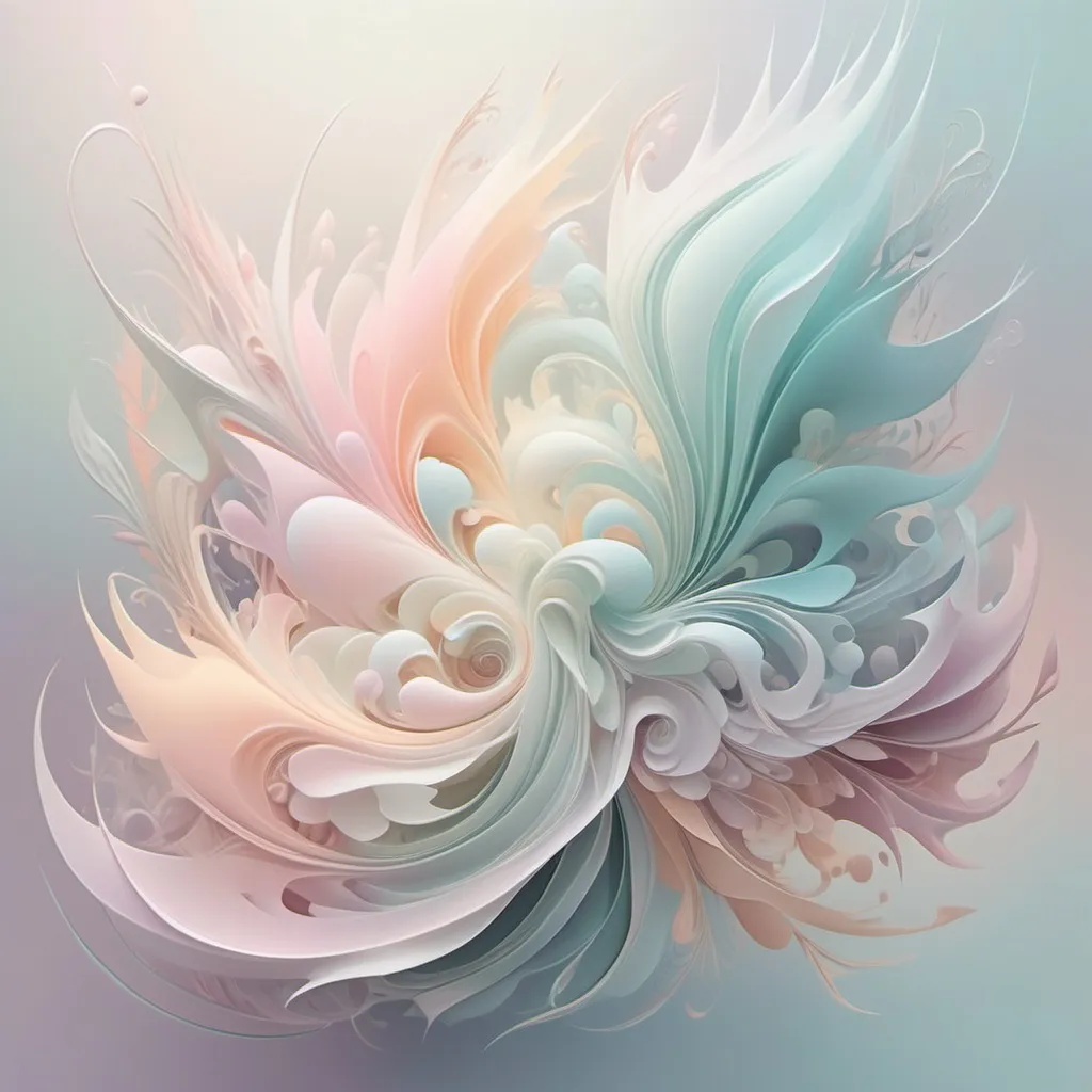 Prompt: (realism style), (pastel color scheme), whimsical interpretation of Superposition, soft gradients blending seamlessly, ethereal atmosphere, dreamlike quality, intricate details of overlapping forms, harmonious composition, light shimmering effects, balanced juxtaposition of elements, gentle contrasts, serene vibe, high definition, ultra-detailed background with flowing shapes.