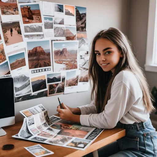 Prompt: a girl in utah creating her vision board which includes getting an education