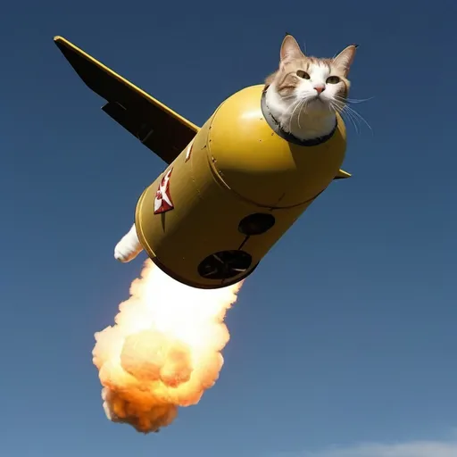 Prompt: A flying nuke cat