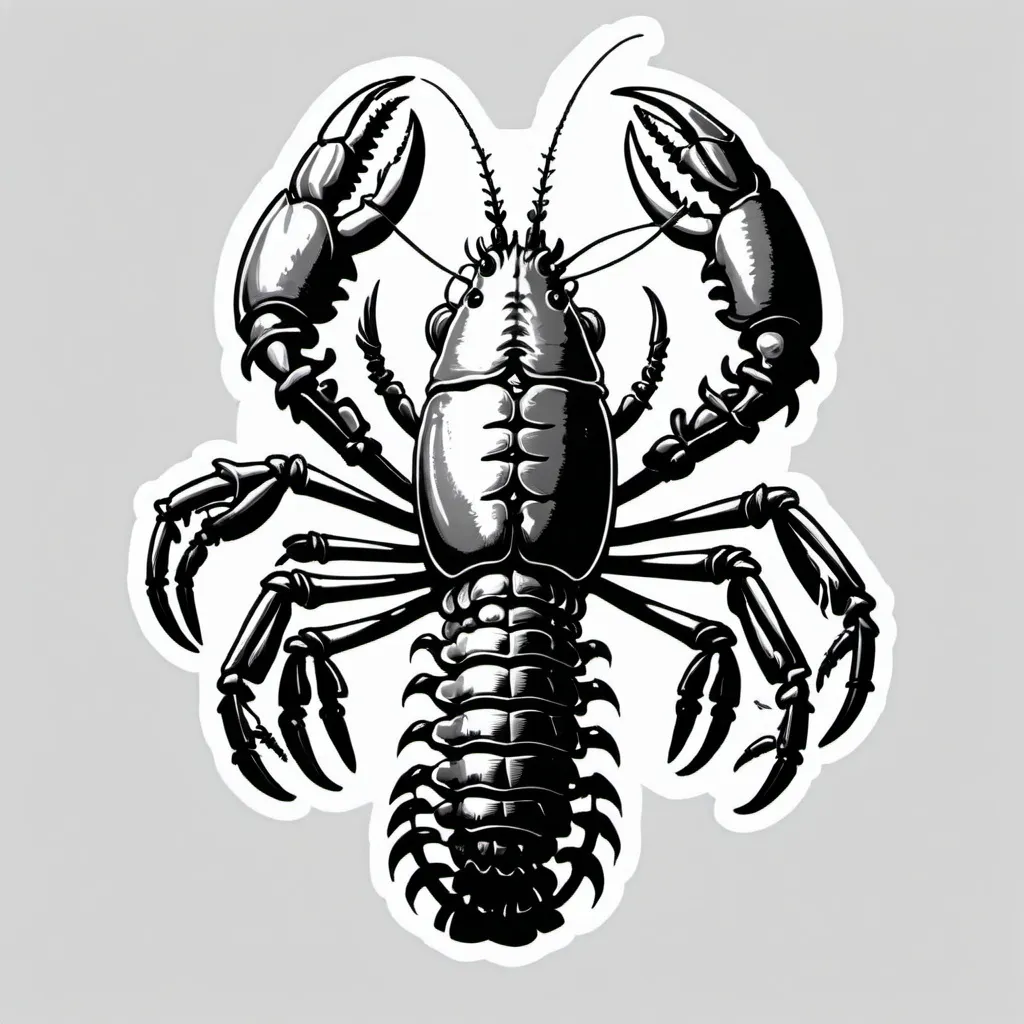 Prompt: black and white skeleton lobster