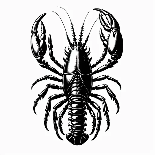 Prompt: black and white skeleton lobster