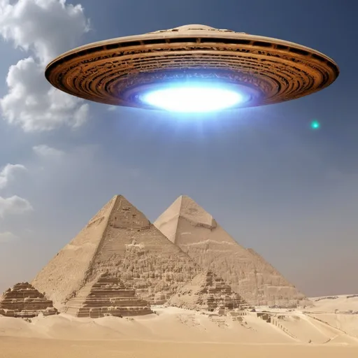 Prompt: A UFO in egypts pyramid
